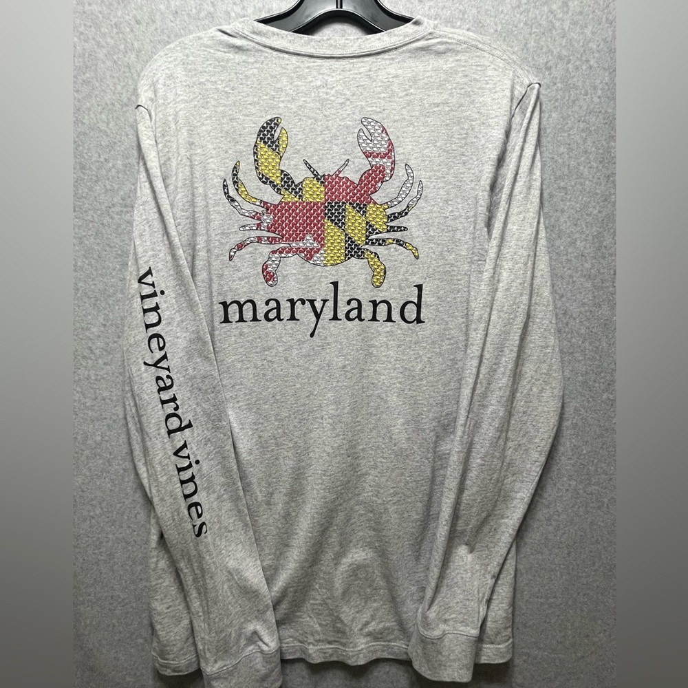 Vineyard Vines Boys XL (18) Grey Crab & Whale Graphic Long Sleeve